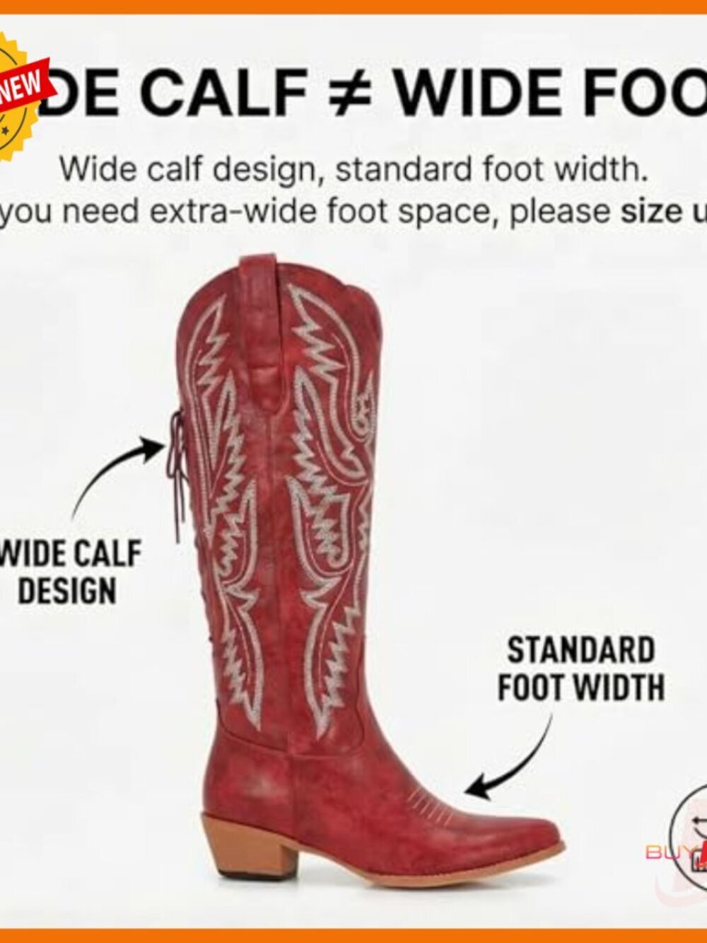 Wide Calf Knee High Cowboy Boots Adjustable Lace Up Plus Size Western - Picture 5 of 6